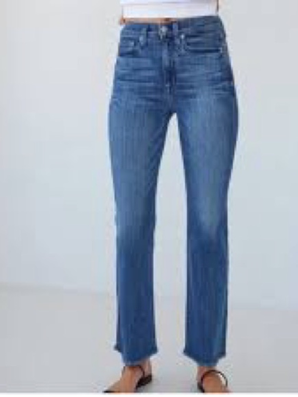 AYR High-Rise Straight Leg Jeans in Medium Blue Wash